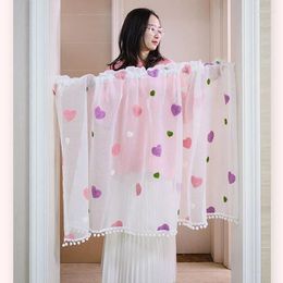 Curtain Lovely Pink Green Heart Door Tulle Valance For Girls Princess Bedroom Entrance Short Kitchen Cabinet Decor