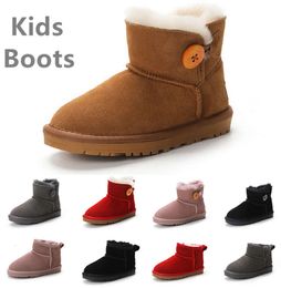 Kids Boots Over The Knee Children Classic Mini Half Snow Boot Winter Bowknot Fur Fluffy Furry Satin Ankle Preschool PS Enfant Child Kid Toddler Girl Boy Tod Booties 89