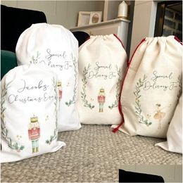 Christmas Decorations Diy Personalised Sublimation Printing Fine Linen Gift Bags Pocket Dstring Santa Sacks Bag Drop Delivery Home G Dh5Wt