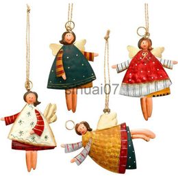 Christmas Decorations Zollor 4-piece Christmas metal corner tree decoration Little Angel with linen sling for Christmas tree decoration x1020