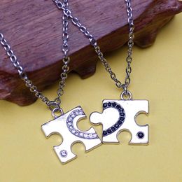 Pendant Necklaces 2Pcs Heart Puzzle Necklace For Couple Women Fashion Splicing Choker Friends DIY Jewelry Gift