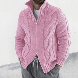 Men's Sweaters Fashion Turtleneck Knitted Cardigan Men Winter Warm Knitting Sweater Mens Jacket Coat Stylish Twist Jacquard Crochet Sweatercoat 231020