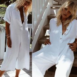 Women's Jumpsuits & Rompers In The Summer Of 2023 Europe And United States Trade Solid Color Cotton Linen Casual Jumpers Ladi245S