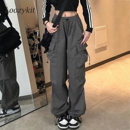 Women's Pants Capris Y2k Women Streetwear Wide Leg Cargo Pants Casual Baggy Pant Straight With Big Pockets Jogging Trousers Vintage Female Sweatpants 231020