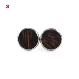 Cuff Links 1 Pair Trendy Round Walnut Wood Cufflinks Blank Cuffs Men Shirt Accessories Gifts NOV99 231020