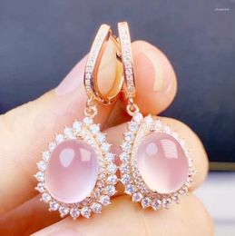 Dangle Earrings Per Jewelry Natural Rose Quartz Drop Earring 925 Sterling Silver 4.5ct 2pcs Gemstone Fine S962803