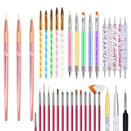 Makeup Tools 15PcsSet Nail Art Brush Ombre Brushes UV Gel Polish Painting Drawing Carving Pen Set For Manicure DIY Design 231020