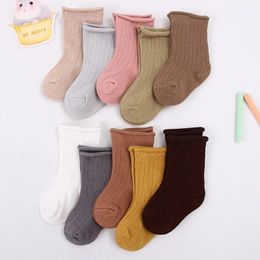 Детские носки, 5 пар/лот, детские носки, детские носки для мальчиков и девочек, осенне-зимние теплые носки в рубчик, однотонные аксессуары для одежды для детей от 0 до 12 лет, осень 231020