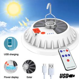 Outdoor Gadgets 60/120 LED Solar Camping Light Remote Control Tent Lamp USB Rechargeable Bulbs Portable Lanterns Emergency Light Outdoor Hiking 231018