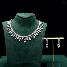 Necklace Earrings Set Tirm 2pcs Jewelry For Women And Boat Shape Cubic Zirconia Dubai Bridal Party Gift Wedding Accessories