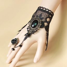 Bangle Halloween Women Rose Bracelets Steampunk Gothic Style Lace Bracelet Black Cosplay Costume Prop Ladies Bangles Jewellery 231019