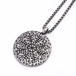 Pendant Necklaces Nordic Punk Vintage Versatile Viking Compass Stainless Steel Men's