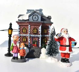 Noel dekorasyonları 10 adet Noel aydınlatılmış kulübenin küçük evi Noel ağacı ekran Noel dekorasyonu Noel Baba Set Hediyeleri x1020