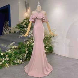 Dubai Arabisch Satin Mermaid Mutter der Braut Kleider Diamant Halskette Langes schiere Nacken Plus Größe Ärmeln Elegante Abend Formalkleider rotes Schwarz -Schwanzkleid Kleid Kleid