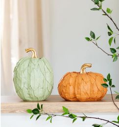 Decorative Objects Figurines Simulated Pumpkin Leaf Pattern Modern Home Decoration Creative Resin Flowerpot Flower Accessories Handdecorated Gifts 231019