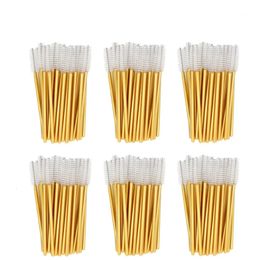 Makeup Tools 1000pcs/lot Gold Stick Disposable Mascara Wands Applicator Lash Nylon Makeup Brushes Eyelash Extension Makeup Accessorices 231020