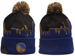 Men's Caps Basketball Hats Warriors Beanie All 32 Teams Knitted Cuffed Pom GSW Beanies Striped Sideline Wool Warm USA College Sport Knit hats Cap For Women