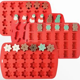 Baking Moulds Christmas Snowman Silicone Chocolate Mold Candy Snowflake Biscuit Jelly Mould Gingerbread Man Cake Decor Ice Tray Festival Gifts 231019