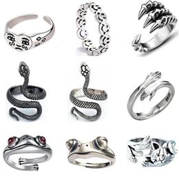 Solitaire Ring Top Snake Cobra Frog Hands Paw Retro Punk Exaggerated Spirit Opening Original Women Jewellery Rings Trend 231019