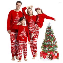 Women's Sleepwear Family Christmas Mom Dad Kids Matching Pajamas Set Baby Dog Romper Cotton Soft Suit Rompers Pyjamas 2 Pieces