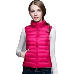 Winter women solid vest sleeveless jacket Classic Feather Casual bodywarmer Vests plus size S-XXXLshiny 6XEQP