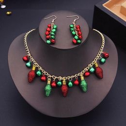 Necklace Earrings Set Fashion Women's Christmas Sets Small Bell Jewellery Lamp Bulb Pendant Accessories Gifts