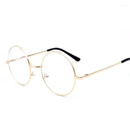 Sunglasses Frames Fashion Eyeglass Round Gold Men Metal Frame Lens Fake Women Glasses Clear Optical