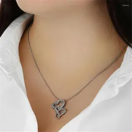 Pendant Necklaces Geometric Double Heart Crystal Women's Necklace Charm Female Clavicle Chain Romantic Valentine's Day Jewellery Gifts