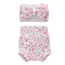 Shorts Baby Girl Bowknot Headband Floral Dots Loose Pants Underwear Boy Bloomer Drop