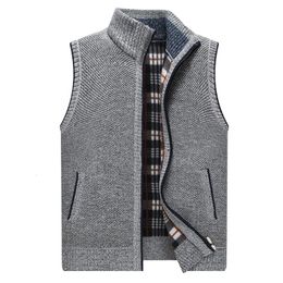 Men's Sweaters SHiONFA Cardigan Vest Stand Collar Thick Sleeveless Sweatercoat Full Zipper Turtleneck Jackets Warm Male Knitted Clothing 231020