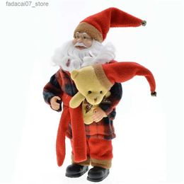 Christmas Decorations Red Santa Claus Holding A Bear 30cm Navidad 2023 Happy New Year Xmas Merry Christmas Decoration Home Mall Window Ornaments Natal YQ231020