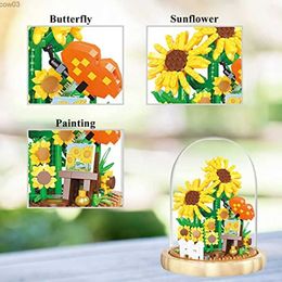 Blocks Flowers Bouquet Building Blocks Set Mini Bricks Sunflower Collection Bonsai Valentine's Birthday Gift for Adults R231020