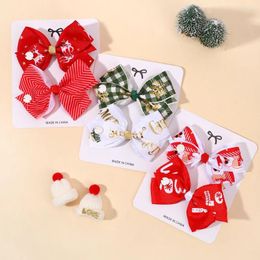 Hair Accessories 2PCS/Pack Christmas Bow Clips Baby Girl Print Hairpins Boutique For Kids Party Gift