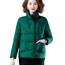 Women's Trench Coats Winter Jacket Women Stand Collar Solid Green Female Down Coat Loose Oversized Womens Pocket Parka Plus Size M-5XL