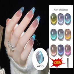 Nail Polish AORY Cat Eye Gel polish Crystal Rainbow Magnetic Variety Semi Permanent Varnish UV for Art Design 231020