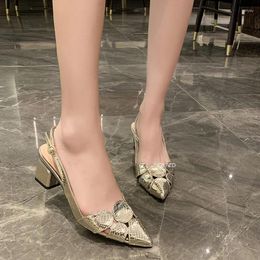 Sandals 2023 Trend Fashion Women Leather High Heels Lady Toe Gold Female Wedding Bridal Shoes Women's Heel