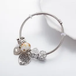 Charm Bracelets Freely Stainless Steel Bangles Tree Of Life Beads Color White For Women Pulseira Feminina Special Adjustable Jewelry