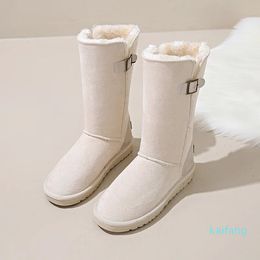 Boots Women's Warm Long Plush Snow Winter Hook Loop Suede Ankle Woman Plus Size