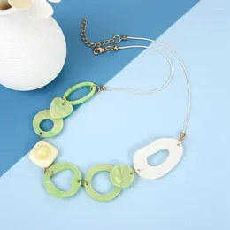 Pendant Necklaces Green Round Heart Acrylic Pendants Necklace Collar Bib For Women Jewellery Gifts