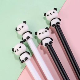 20Pcs/Lot Cute Black White Panda Gel Pen 0.5mm Ink Kawaii Cartoon Stationery Student School Supplies Office Writing Pens