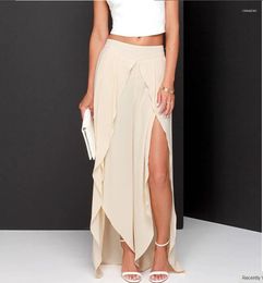 Skirts Womens Summer Style Plus Size XXS-8XL Sexy High Slit Long Skirt Irregular Asymmetrical Split Maxi Chiffon Saias Longue