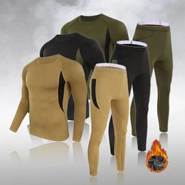 Men's Thermal Underwear Sports Running Fitness Plush Sets Winter Warm Clothes Plus Size S3XL 231019