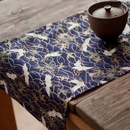 Table Runner Japanese Style Table Runner Tablecloth Decoration Cloth Table Mat for Kitchen Dinning Room Navy Blue 30*140cm TJ8692-b 231019