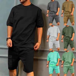 Men's Tracksuits Mens Casual Suit Summer Workwear Short Sleeved Shorts Sports Set