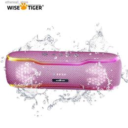 Cell Phone Speakers WISETIGER Portable Bluetooth Speaker IPX7 Waterproof 25W Subwoofer Loudspeaker TWS Surround Sound Box for Outdoor (Pink) Q231021