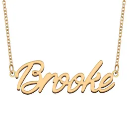 Pendant Necklaces Brooke Nameplate Necklace For Women Stainless Steel Jewellery Gold Plated Name Chain Femme Mothers Girlfriend Gift