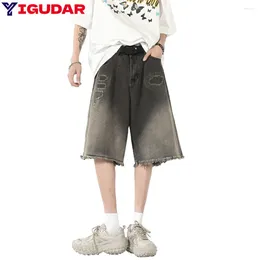Women's Jeans Men's Denim Shorts With Holes Washed Korean Style Straight Quarter Patch Casual Bermuda Masculina Pantalones Cortos
