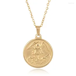 Pendant Necklaces FYSARA Summer Vintage Carved Coin Roman Necklace For Women Bohemian Jewelry Choker Statement