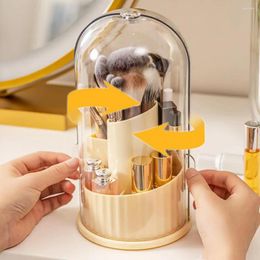 Storage Boxes Makeup Brush Container Make Tools Organiser Multifunctional Rotatable Cosmetic Holder With Dustproof Lid Organise Brushes