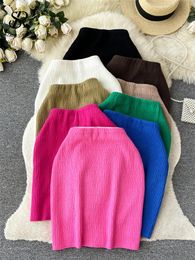 Skirts SINGREINY Autumn Thicken Sweater Skirt A-line Wave Elastic Waist Bodycon High Quality 2023 Fashion Women Warm Knitted Mini